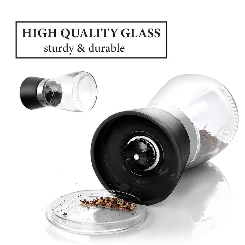 VIKROM Manual Refillable Pepper Grinder - 6 Oz Refillable Glass Grinders for Pepper, Salt & Other Spices, Adjustable Rotor with 5 Settings, Good for Home & Professional Use, Great Valentines Day Kitchen Gift - Image 4